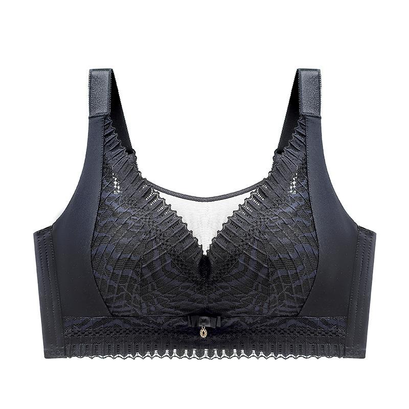 

Тонкий немагнітний, без заліза, великі груди показують маленьку повну чашку проти провисання, бюстгальтер з ефектом збору без кісточок 46/105D чорний