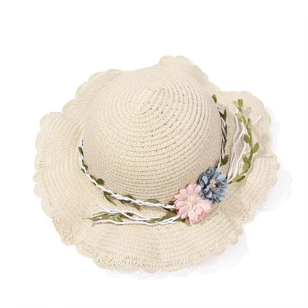 New Summer Kids Flower Caps Bag Girl Sandy Beach Hat Baby Coin Cute Weave Straw Purse Children's Messenger Backpack
