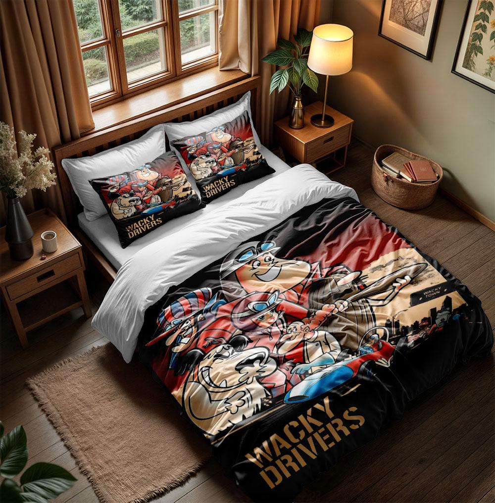 1949 Wacky Drivers Comics Book Duvet Cover Set without sheet King Queen Double Full Twin Single Size Bed Linen Set