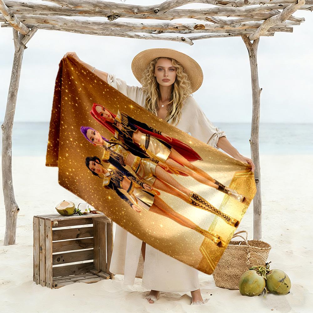 Fantasy Warrior Trio Beach Towel Super Soft Microfiber Quickdry Fabric Comfortable Lightweight Suitable for Swimming, Gym, Camping, Yoga Vacation