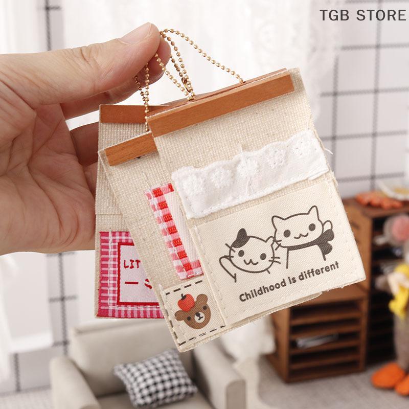 1/12 Mini Wall Storage Bag Hanging Pockets Dollhouse Cute Dollhouse Home Scene Decoration Accessories Micro Scene Photo Pros