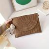 Handmade Straw Beach Shoulder Crossbody Bag Girls Envelope Woven Summer Small Hair Ball Cluth