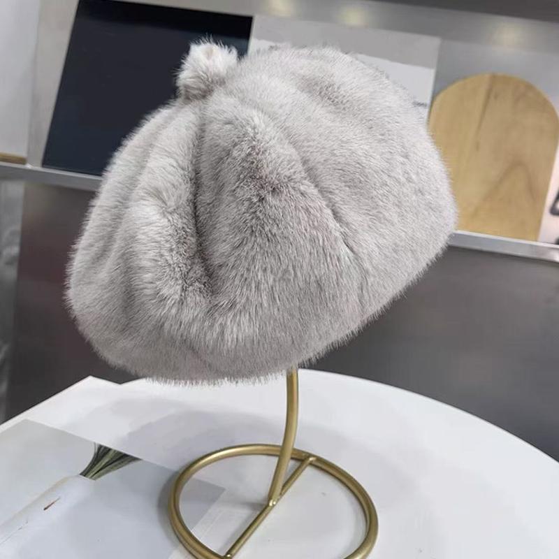 Winter Painter's Hat Vintage Faux Mink Fur Artistic Thickened Fashion Accessories Warmth Adjustable French Style One Size