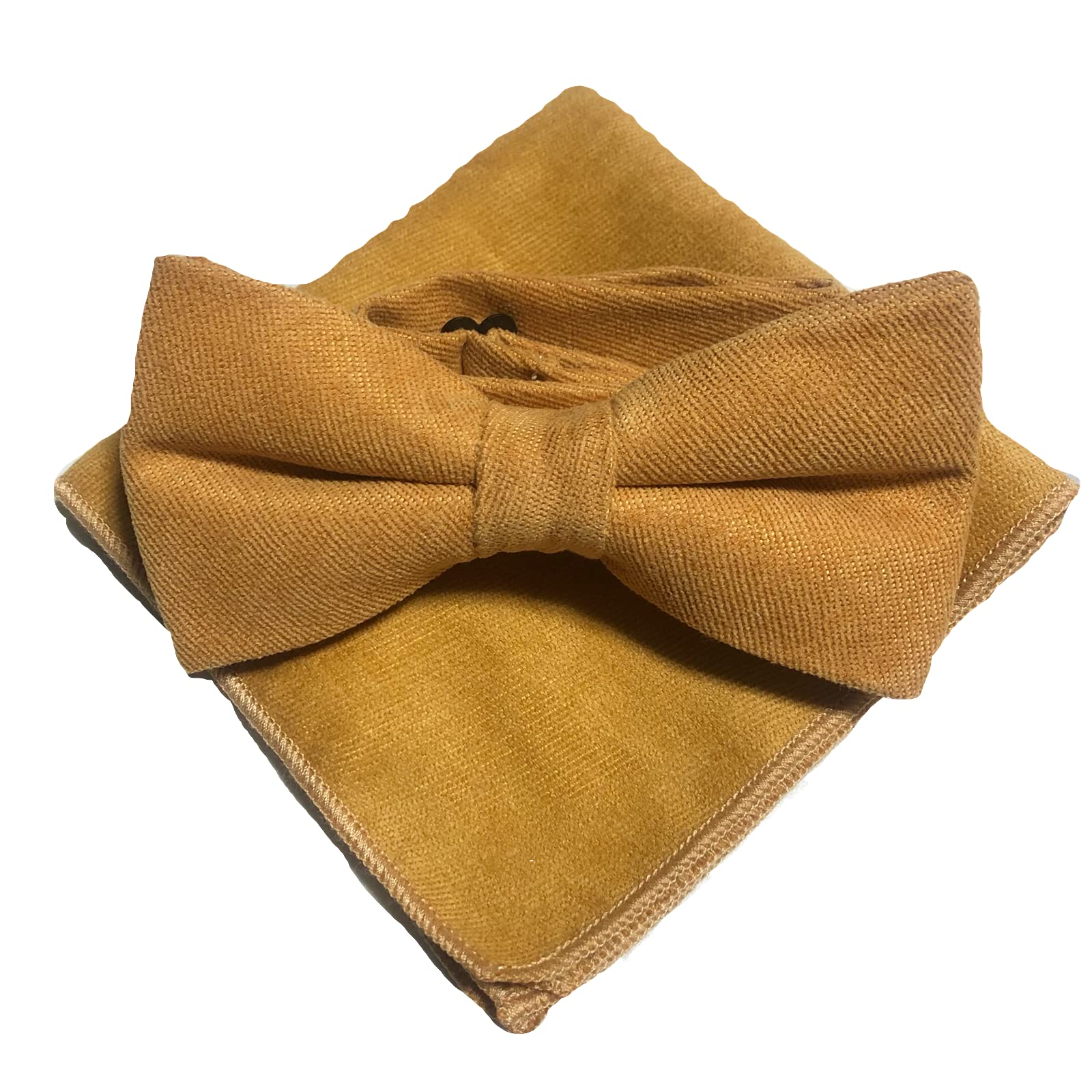 

Mustard Yellow Bow Tie & Pocket Square 2-Piece Set for Men, One-Touch, Formal Plain, Suitable for Weddings and Receptions