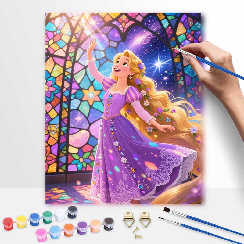 Disney Rapunzel oil painting hand painting coloring painting handmade diy home decoration gift 20x30cm
