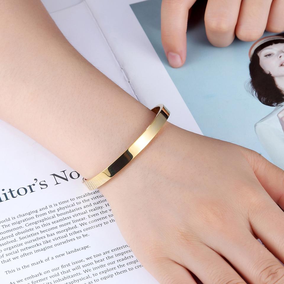 Fashion Stainless Steel Jewelry Oval Bangle for Woman Child Charm Bracelet Party Love Wedding Gift