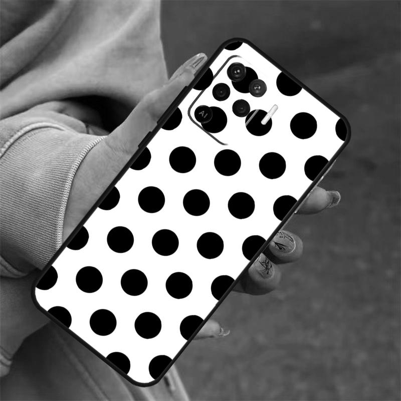 Black And White Polka Dot For OPPO A53S A57S A54 A74 A94 A17 A77 A58 A78 A98 A5 A9 A96 A76 A16 A52 A72 A79 A15 Case