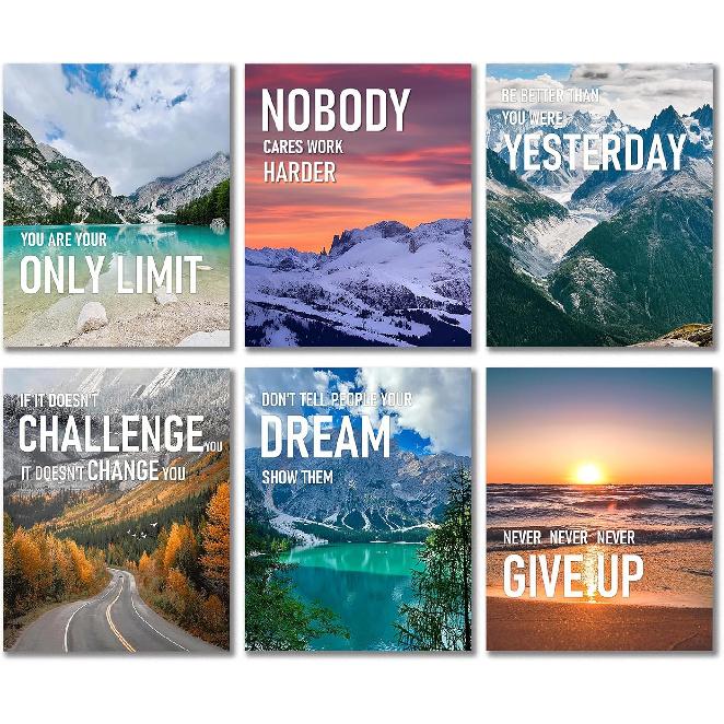 Phieoixs 6Pcs piring Quotes Classroom Decorations - Posters for Wall Decor for Pre School, Elementary and Middle School Themes, 8x10inch Unframed
