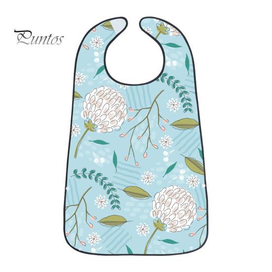 Washable Clothing Protector Adult Bib, Waterproof Easy Clean Feeding with Floral Elderly Mealtime Bib Printed, Protector, for Seniors Dining
