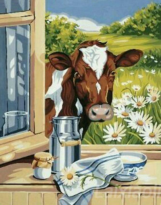 Highland Cow DIY 5D pictură cu diamante, mozaic, rotund complet, rășină, broderie cu diamante, seturi cu punct de cruce, decor acasă