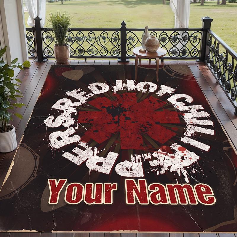Custom Text Printed Rug Red Hot Chili Peppers Non Slip Floor Carpet For Home Room Decor