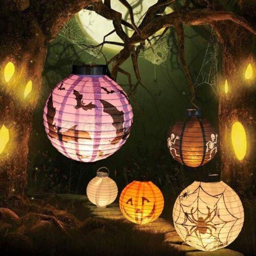 Led Paper Pumpkin Lantern Spider Bat Hanging Light Lamp Halloween Decor Party