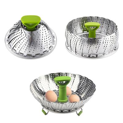 9/10/11 Inches Stainless Steel Folding Steamer Basket Vegetable Food Fruit Expandable Steaming Rack Kitchen Cooking Utensils