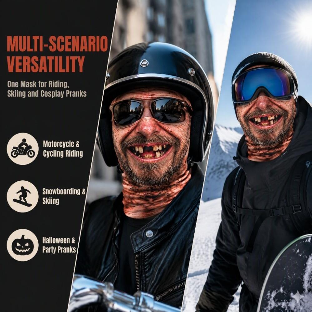 3D-Druck Lustige Scherzmaske Unisex Größe Motorrad Ski Gesichtsmaske Halshaube Helm-Innenfutter Skifahrer