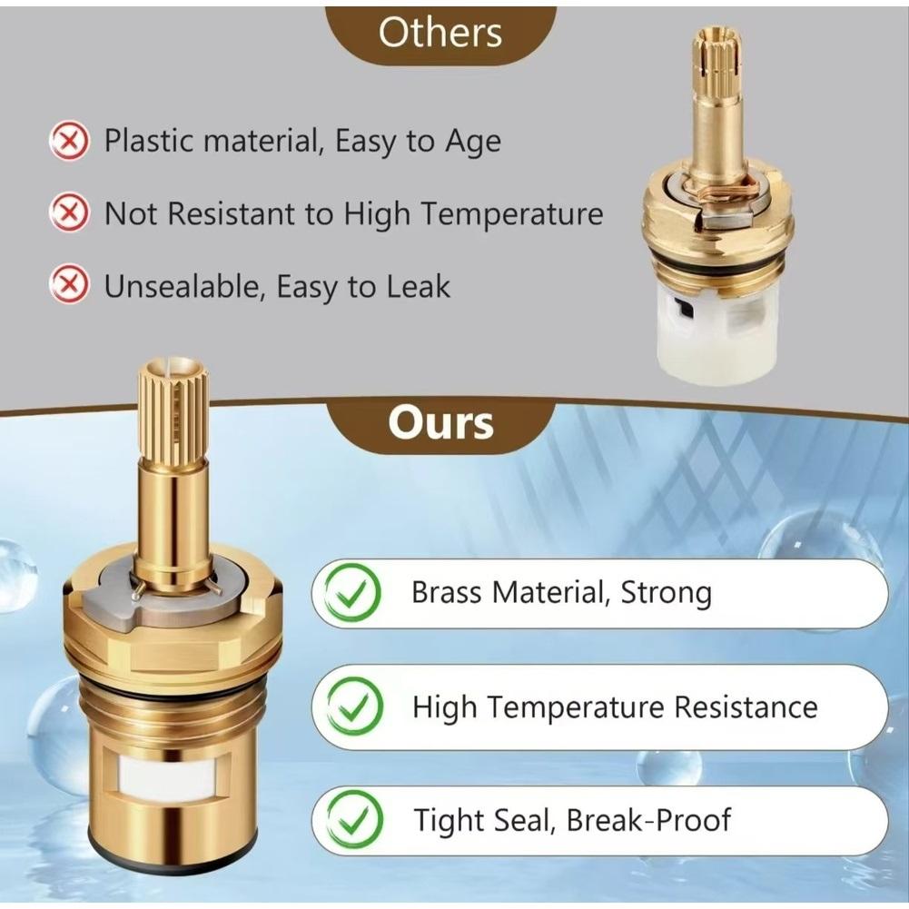 Brass Valve Core Cartridge Replacement 2pcs Quick Open Compatible with Faucet Water Control 9940530070A 0070AH