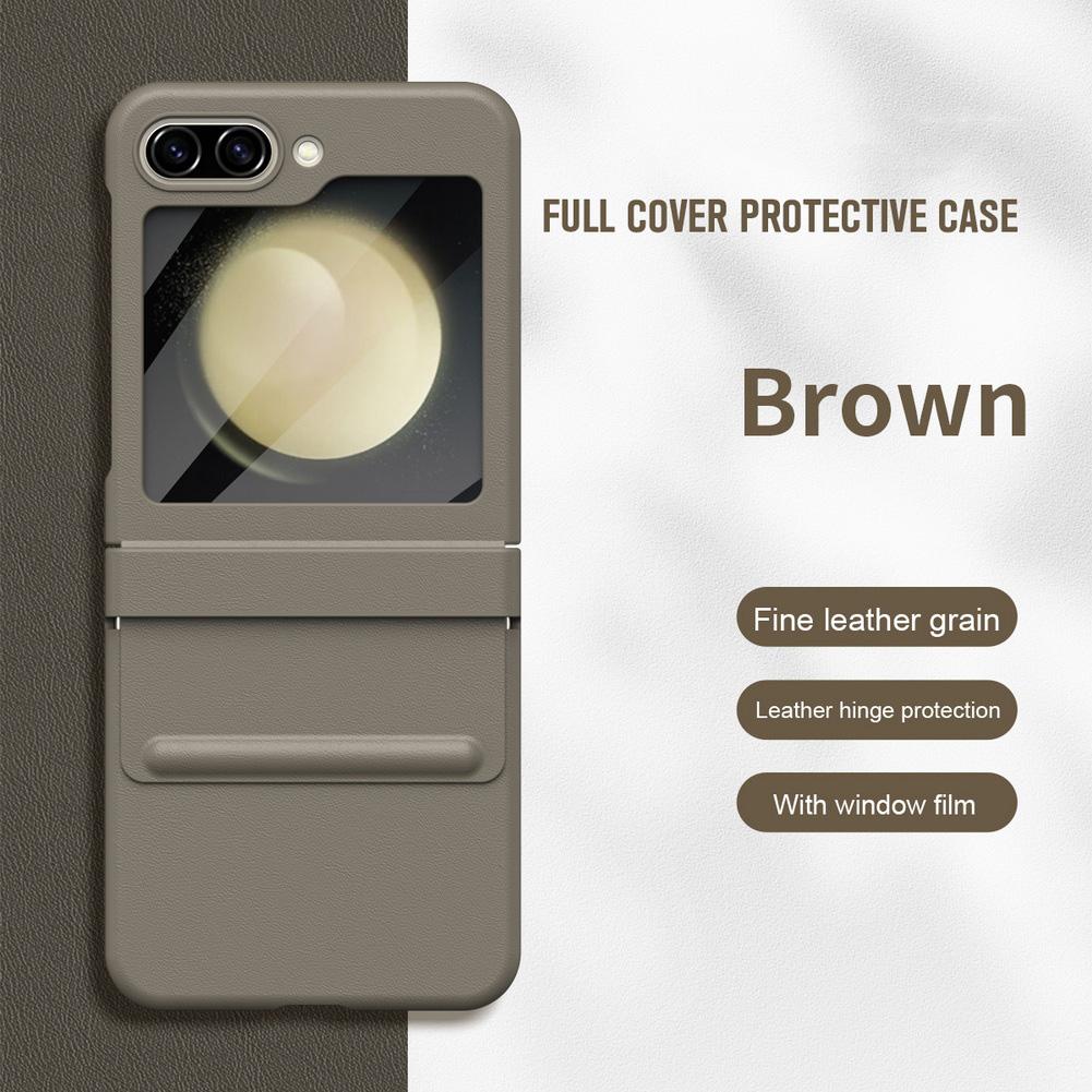 

Retractable Delicate Leather Grain Hinged Glass Protective Film Case For Samsung Z Flip 7 FE Galaxy Z Flip 6 5 4 Protect Cover Galaxy Z Flip7 FE