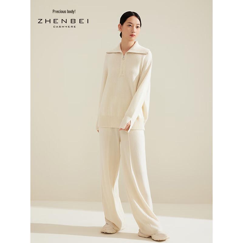 Women's Thickened Cashmere Lapel Zipper Pullover Sweater