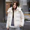 Simple European and American sports style down cotton clothes women's thermal hooded jacket autumn and winter thick jacket puff down cotton clothes