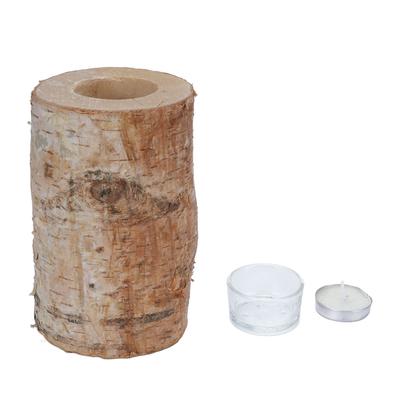 Portacandele in Legno da 15CM Portacandele Decorativo per Aromaterapia Portacandele a Tronco per Giardino Casa