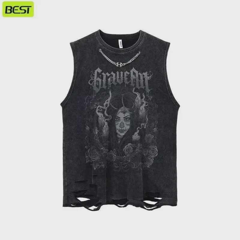 Trendy herreermløs hiphop-vest: Moderne High Street-mote