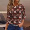 Dame Mote Casual Trekvartsermet Juleprintet Hals Topp
