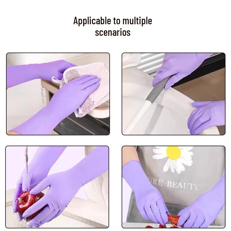 12-Inch Thickened Nitrile Food-Grade Disposable Gloves for Household Cleaning and Dishwashing