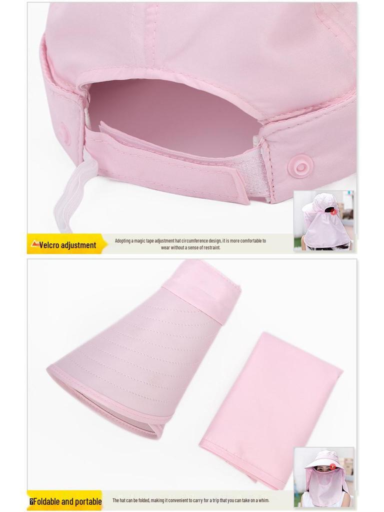 Women's Sun Hat with Face Covering - UV Protection, Wide Brim, Ideal for Outdoor Activities and Cycling.
