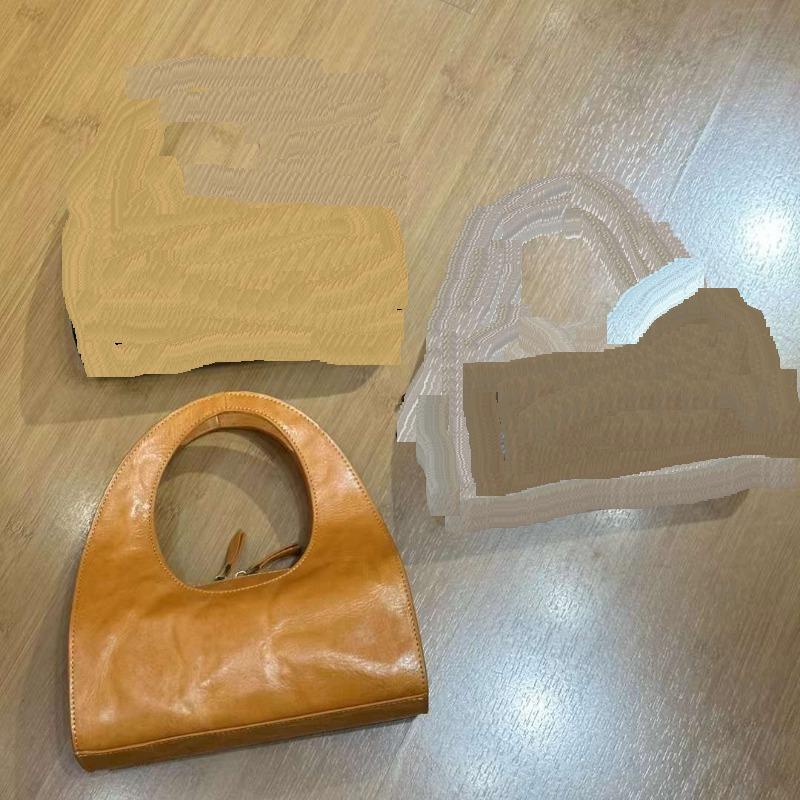 Top Layer Cowhide Niche Design Handbag New Retro Semi-circular Element Crossbody Bag Hand Grip Pattern Cowhide Handbag