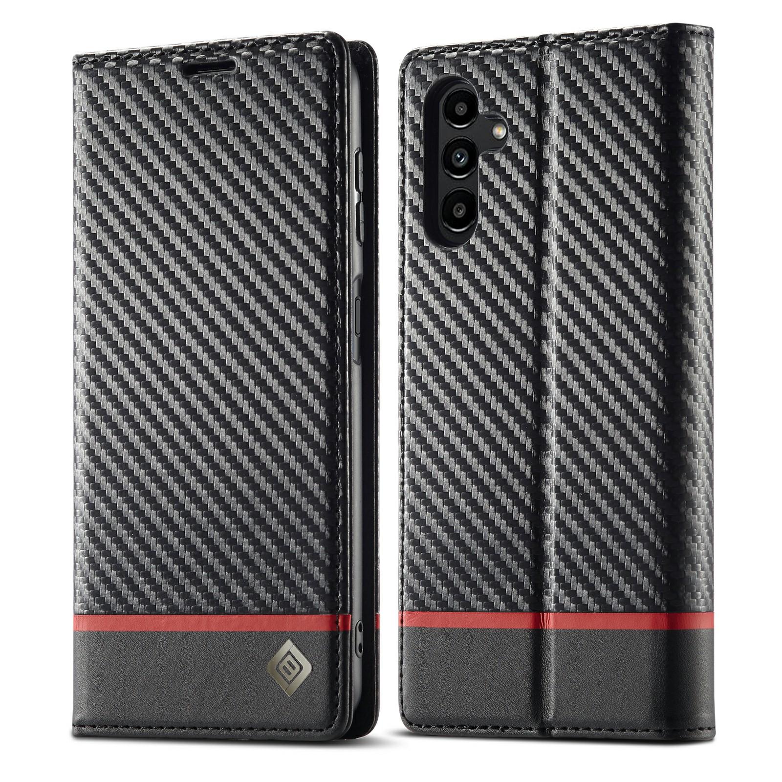

LC.IMEEKE For Samsung Galaxy S25 FE Wallet Case Carbon Fiber Texture Leather Phone Cover Horizontal Stripe