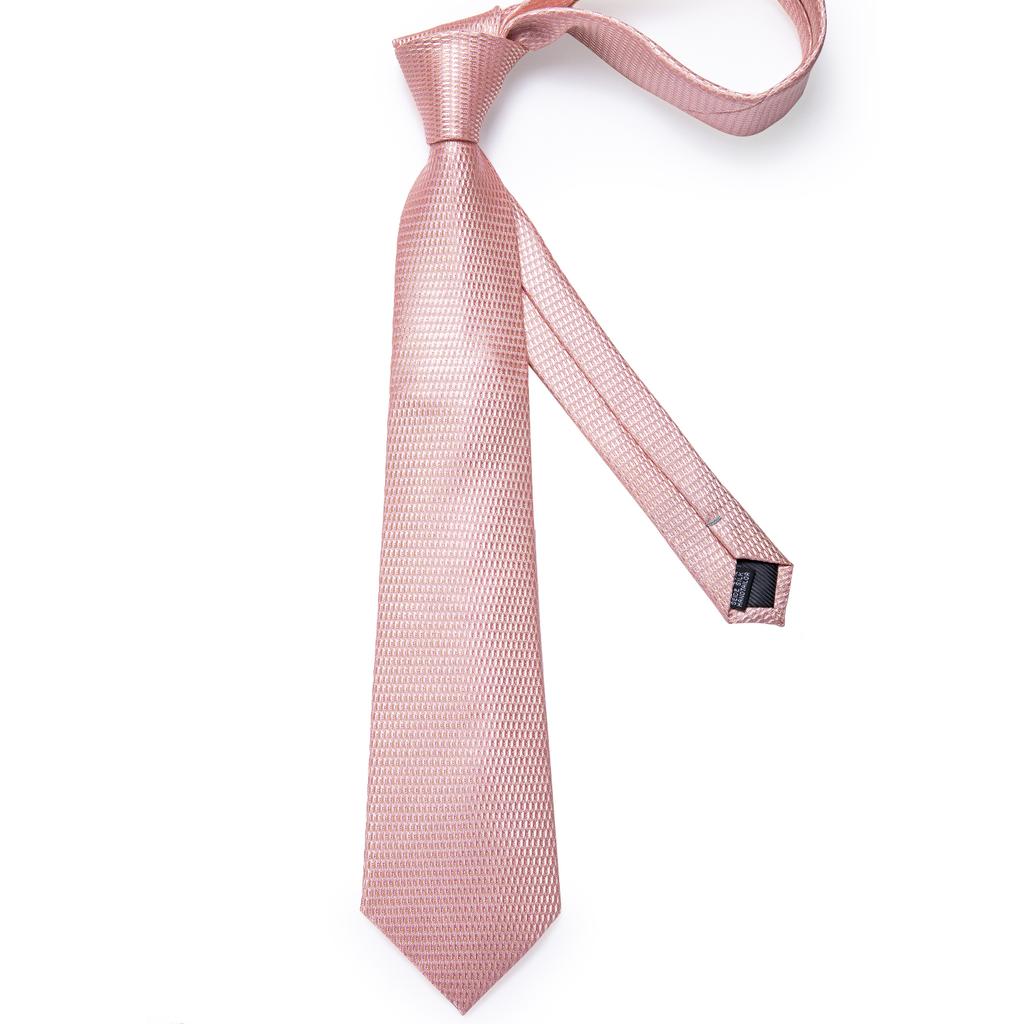 Pink Plaid Solid Men's Self Tie Bow Tie Silk Jacquard Woven Wedding Party Hanky Brooch Set Butterfly Necktie DiBanGu