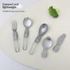 Pure Titanium Folding Spork Fork Knife Outdoor Camping Hiking Backpacking Dinner Spork Utensil Tableware Fork Spoon