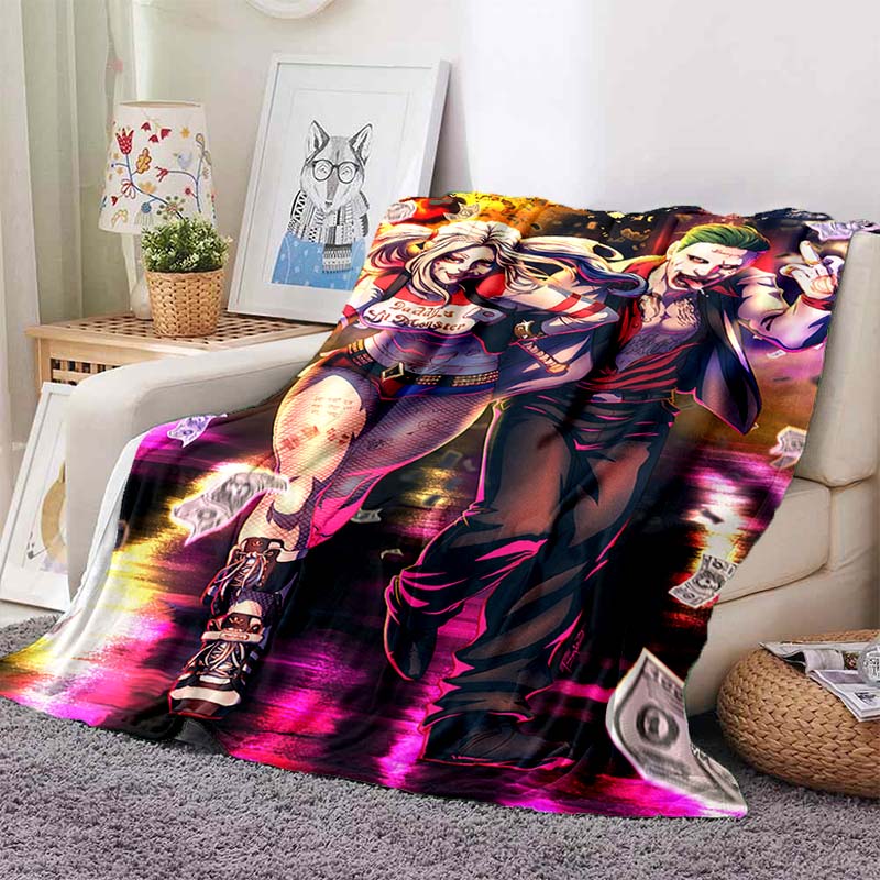 This 3DThe new Suicide Squad printed blanket is a warm and comfortable flannel blanket suitable for bedrooms, sofas, beds, chai
