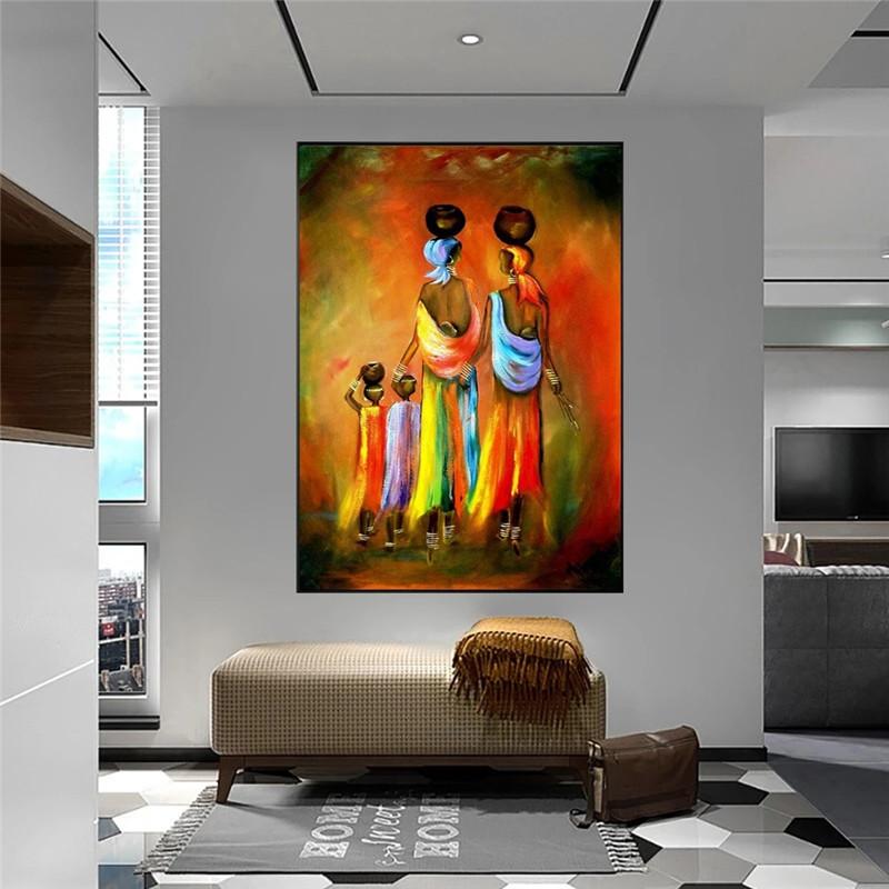 Abstract Art, Color Painting On Canvas, African Women and Children, Canvas, Painting, Interior Decoration In Scandinavian Style