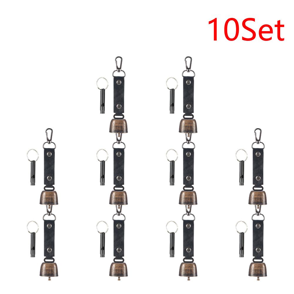 2-10Set Loud Bear Bell with Emergency Whistle Bear Repelling Bell Hanging Bear Bell for Outdoor Camping Survival Hiking Climbing