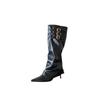 2025 Autumn and Winter New European and American Pointed Head Thin Heel High Heel Temperament French Belt Buckle Fashionable Sexy Beautiful Women Boot