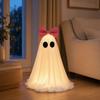yangyizhi LED Ghost Decoration, Halloween Pink Bow Tabletop Ornament, Soft Fabric Haunted House Decor with Warm Glow for Home