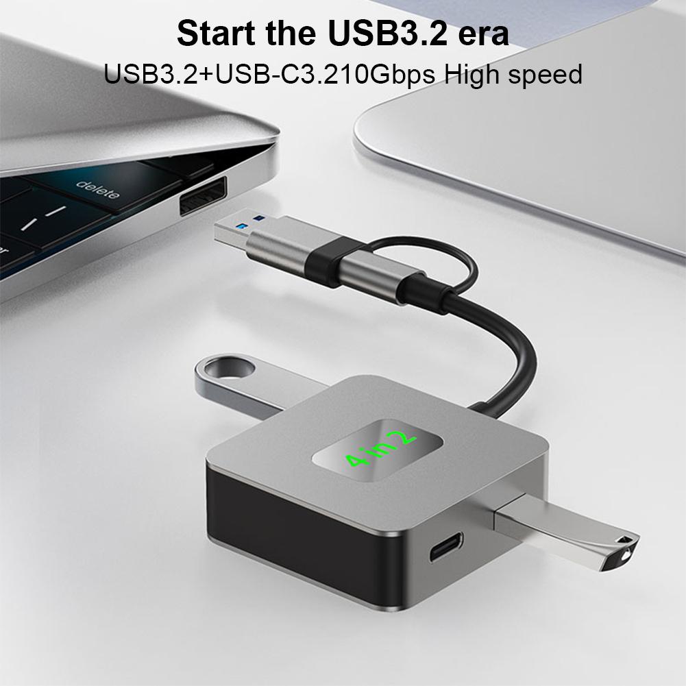 USB 3.2 Hub 4 in 1 USB C Hub USB-C/USB-A auf 10Gbps USB 3.2 Mini 4 Port USB Hub USB Typ C Multiport-Adapter Computerzubehör