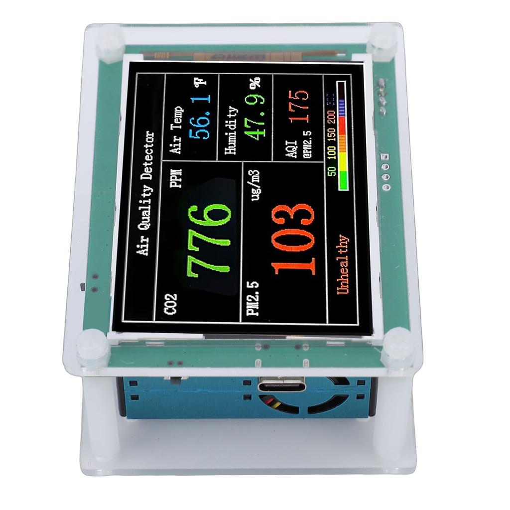 PM Detector 2.8in Screen Professional Indoor Household Air Quality Dust Sensor PM2.5 PM1.0 PM10 Index Temp Humidity