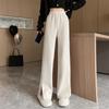Plüsch-Jogginghose Damen Herbst Winter Hohe Taille Entspannte Weitbeinige Hosen Ins Schlitz Slim Bodenlange Hose