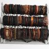 20pcs /Lot Handmade Retro Vintage Leather Cuff Bracelets Colorful Bangle Jewelry For Women Men Mix Styles Adjustable Party Gifts