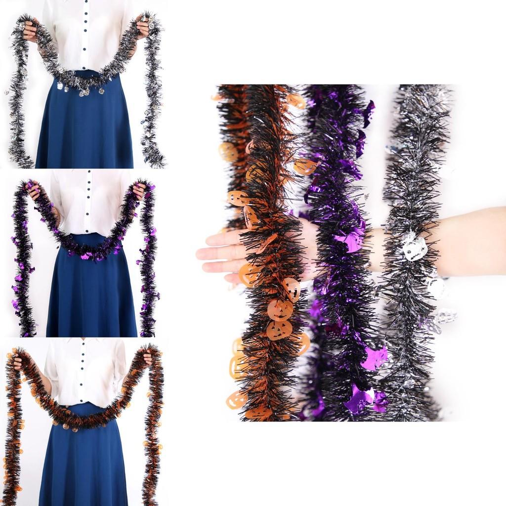 Party Festive Halloween Decorations With Colorful Hanging Streamers Of Pumpkins Bats And Skulls For A Creepy Vibe