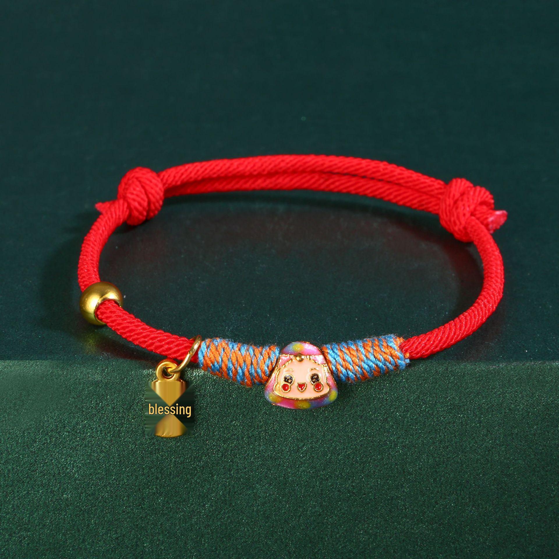 Dragon Boat Festival Zongzi Bracelet: Handmade Red Rope, Ethnic Style Jewelry for Couples and Gift