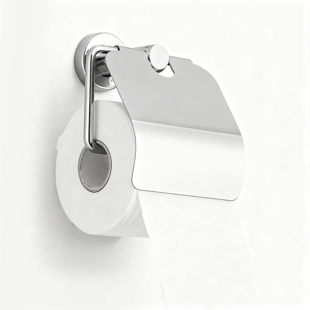 Toilet Paper Roll Holder 304 Stainless Steel Wall Mounted Tissue Roll Holder with Dust Lid for Bathroom Glossy