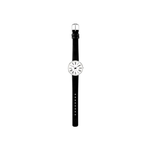 ARNE JACOBSEN ROMAN 53300-1401 Watch, White, Leather Strap, 30mm, Nordic Design, Water Resistant (Quiet Design with No Second Hand), Model Number: 533