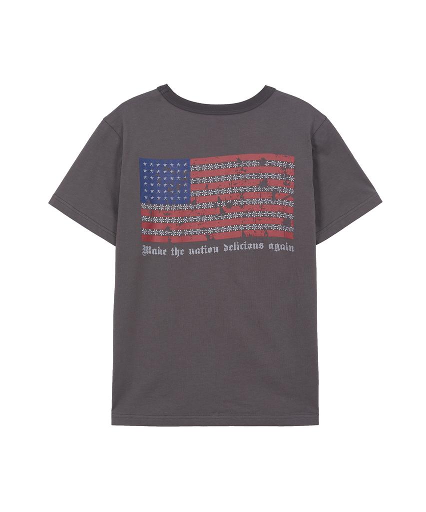 Sekeondeusolteu American Flag Vintage T-Shirt (Charcoal)