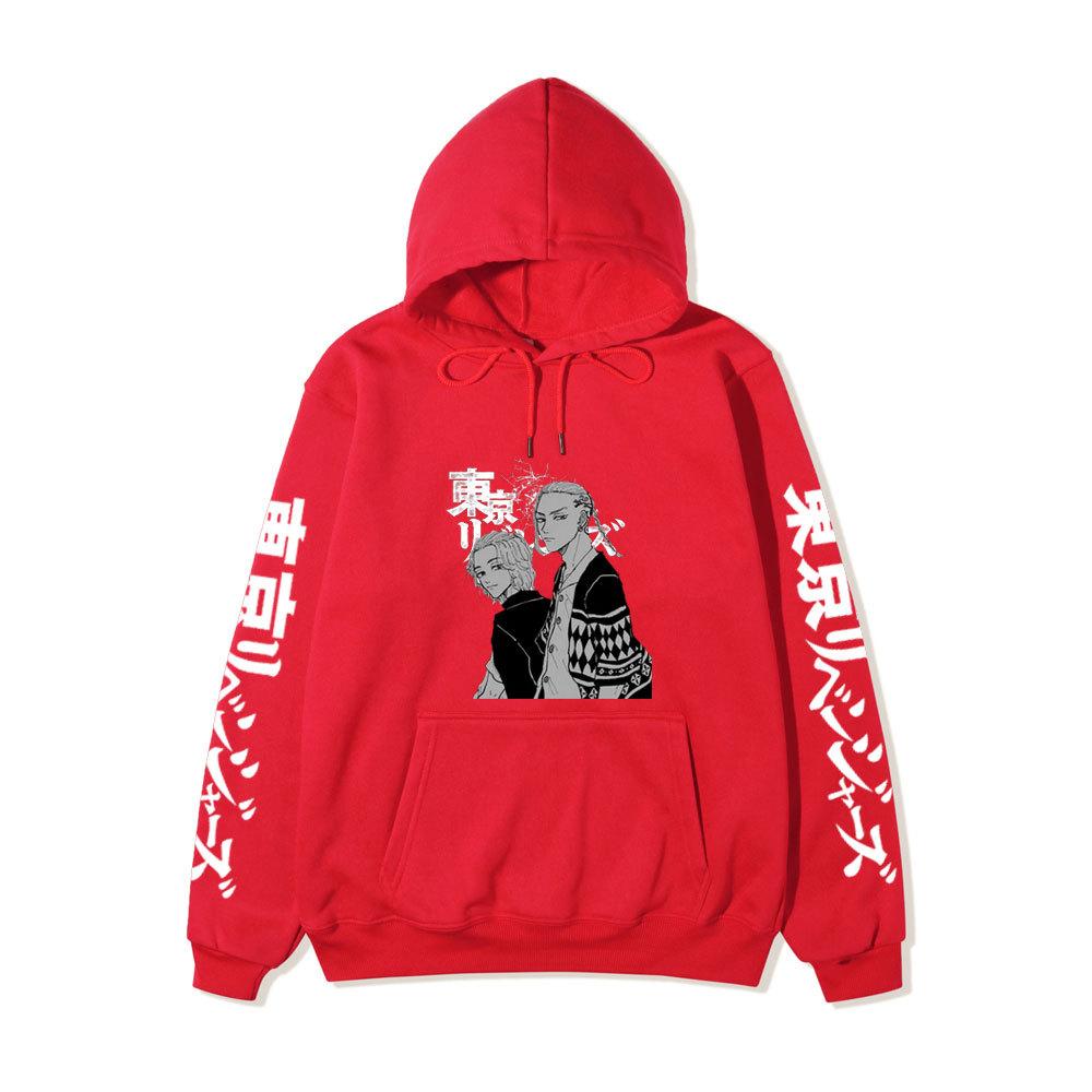 Tokyo Revengers Two Characters Unisex Fleece Hoodie Autumn Winter Black White Manga Print Long Sleeve Anime Pullover Sweatshirt