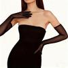 Elbow Transparent Gloves Ultra-thin Mesh Full Finger Gloves Fashion Sunscreen Mittens  Female