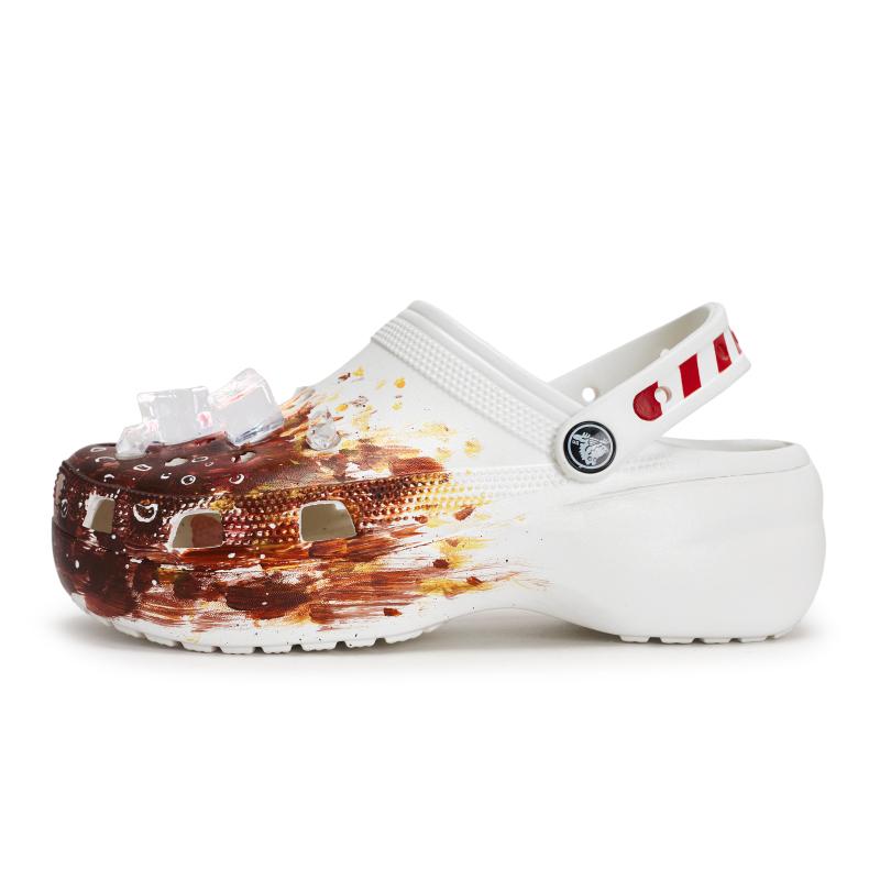 Crocs Classic Platform Clog 811 Coke with Ice Special Shoe Box Detachable Accessories Hole Shoes Women's White Red Brown.