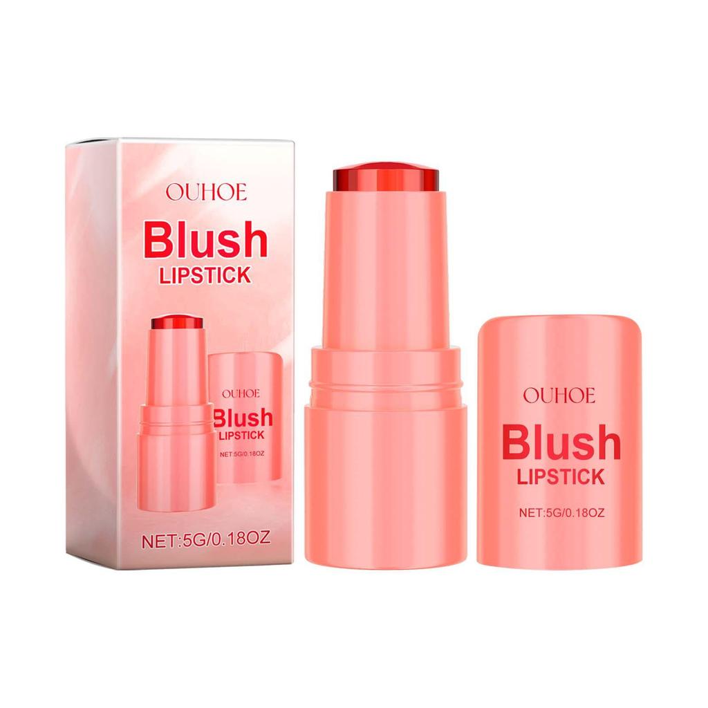 OUHOE Rose Pink Jelly Lip & Blush Stick - Refreshing, Long-Lasting Light Makeup.