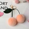 Keychain Key Fob Bag Pendant Fluffy Cherry Keyring Bag Hanging Leaf Artificial Rabbit Fur Ball Key Holder Plush Bag Accessories